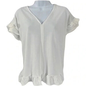Philosophy/ White flowy tee shirt/Short sleeved/ V-neck/ Viscose blend/Size US S